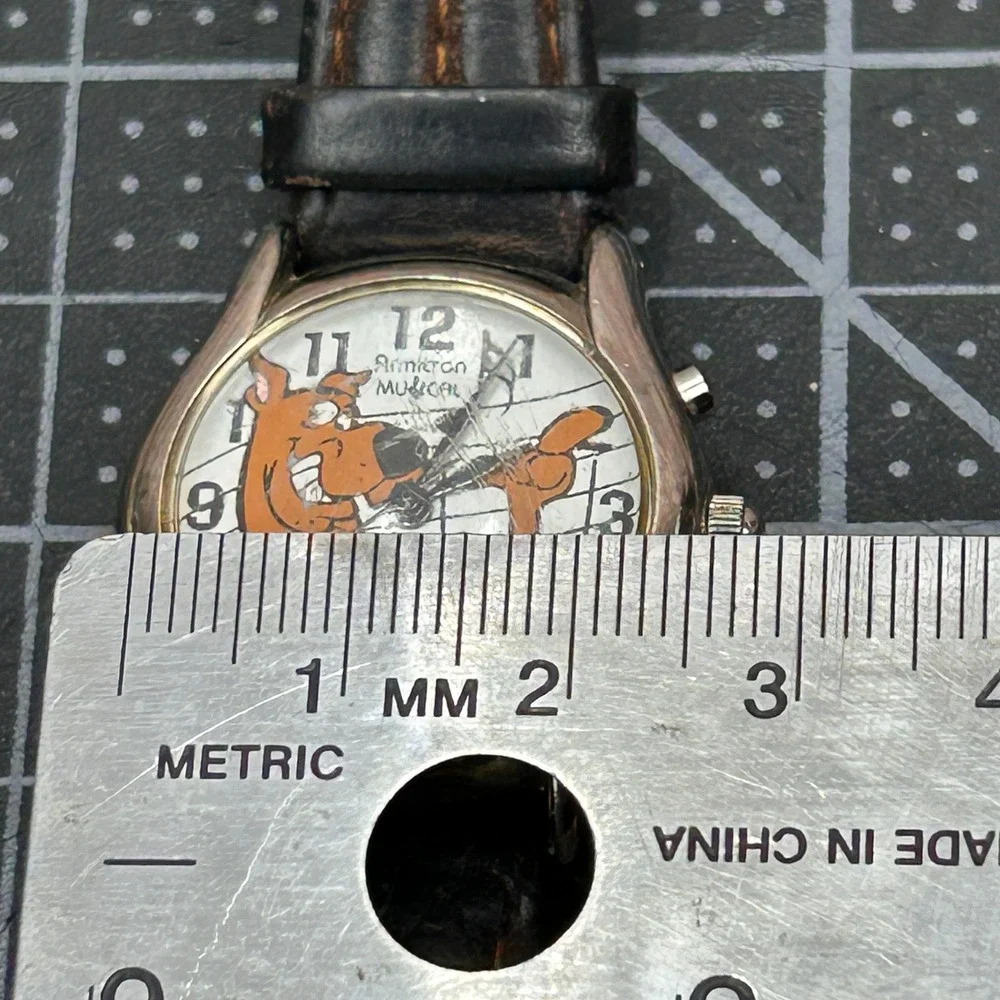 Vintage Armitron Musical Scooby-Doo Watch Brown‎ Leather Strap 2100/114 753H